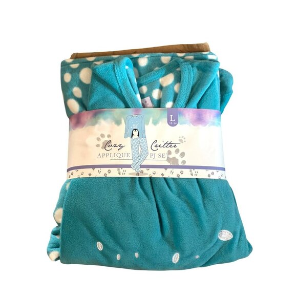 NEW Cozy Critter Women Penguin Pajama Set “Let It Snow” Top  Polka Dot Pants, L - Picture 1 of 6